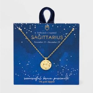 Beloved Inspired 14K Gold Dipped Constellation 
Disc w/ Stones Pendant Necklace